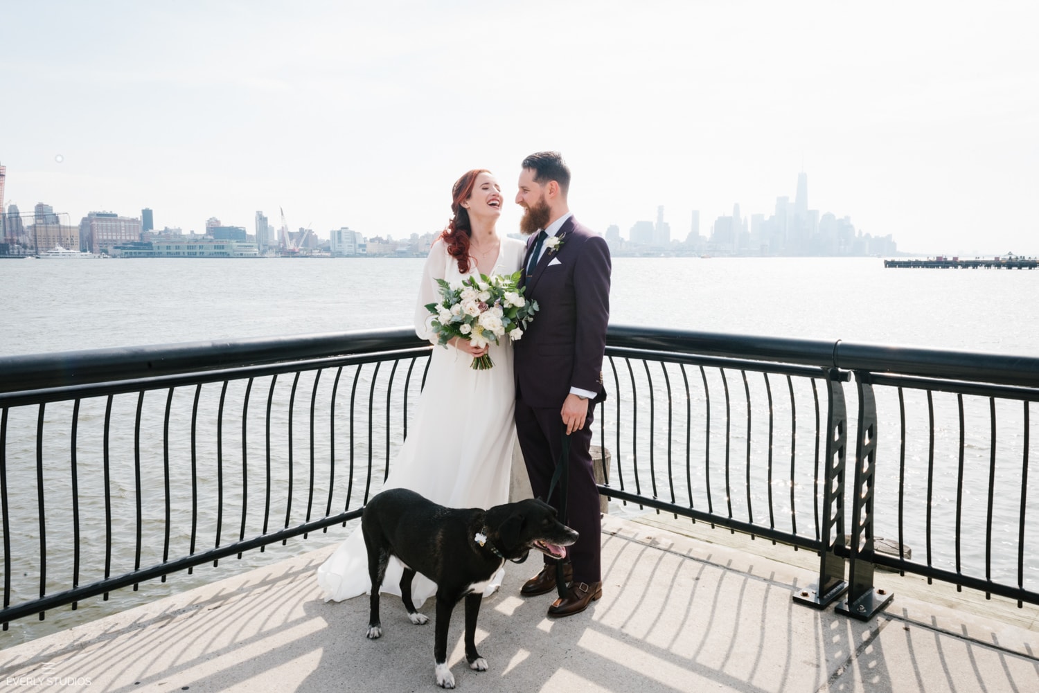First look at Pier 13 Hoboken wedding. Photos by NYC elopement photographer Everly Studios, www.everlystudios.com