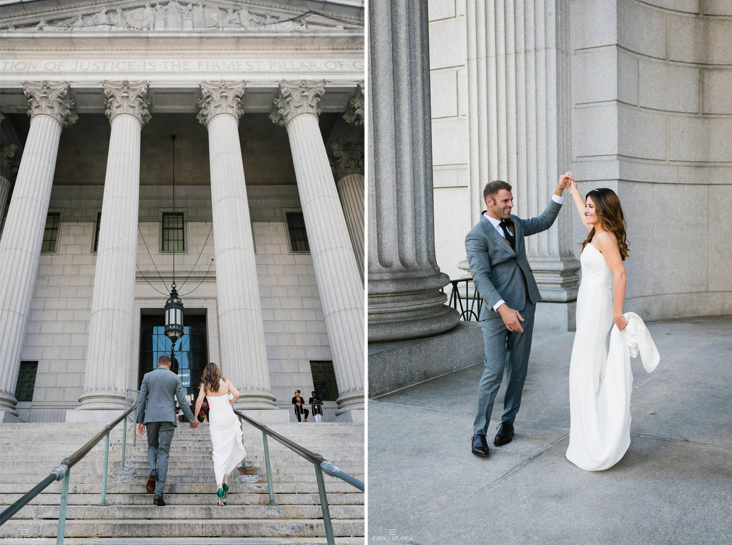 Eloping to NYC from UK at New York City Hall and Brooklyn Bridge Park