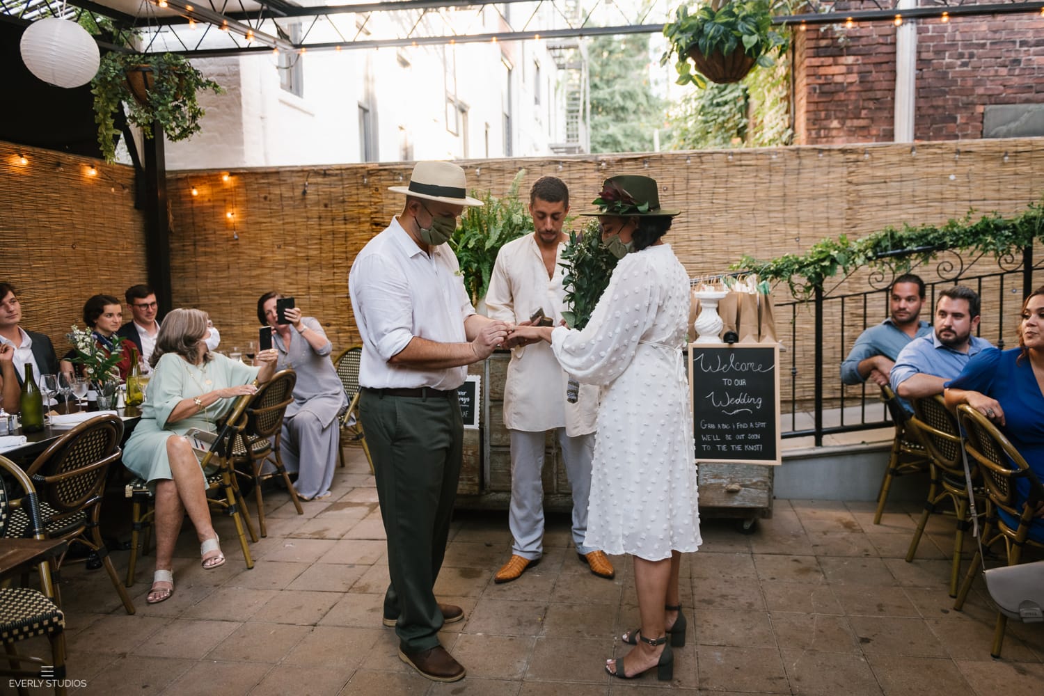 Bacchus Bistro wedding in Brooklyn NYC. Outdoor Brooklyn restaurant wedding during Covid-19 pandemic.